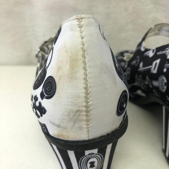Chocolaticas Lock & Key Black & White Mary Jane Mid Heeled Shoes Size 36 (5.5) - Picture 8 of 16